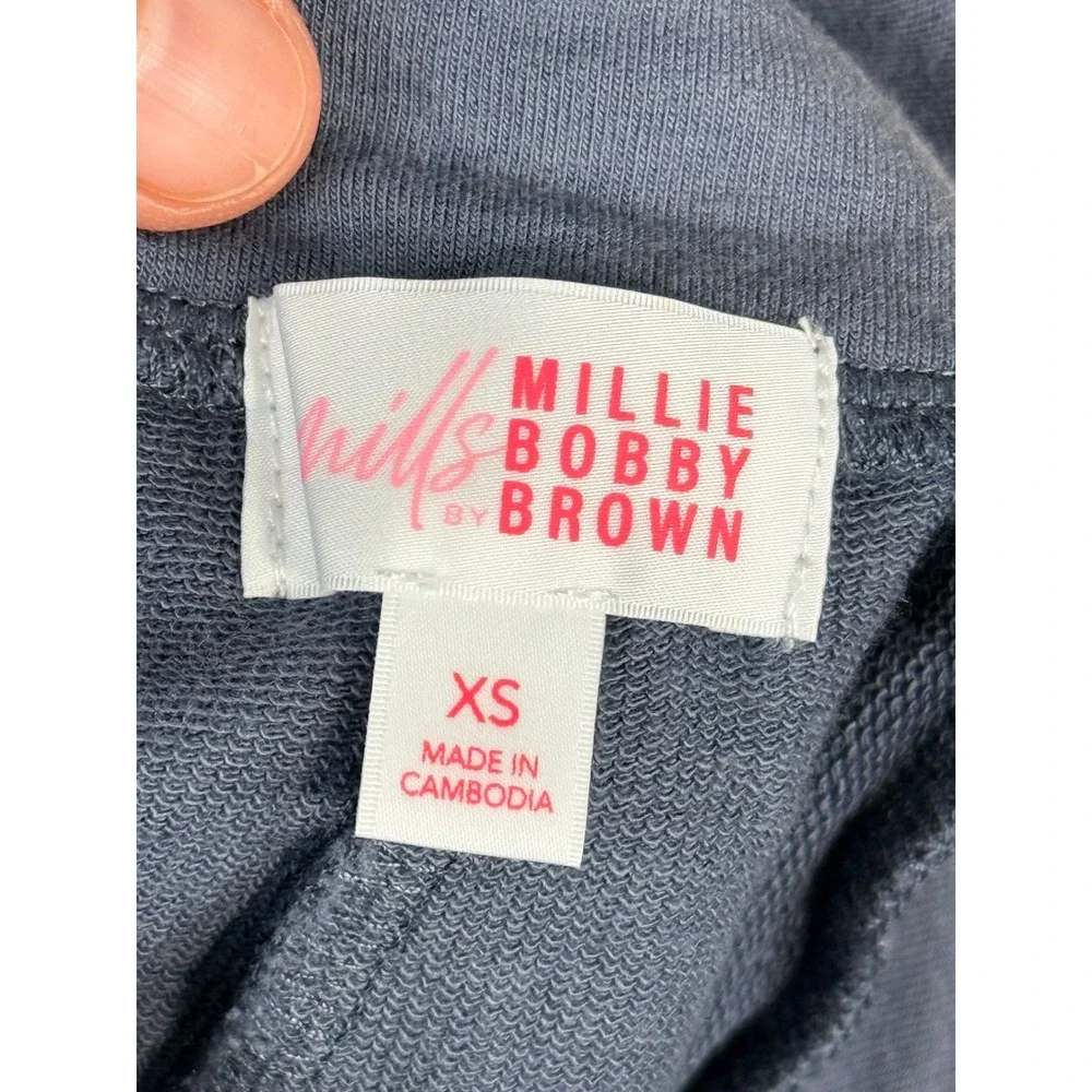 Mills by Millie Bobby Brown Foldover Womens Yoga Pants‎ XS Grey Flare Athleisure